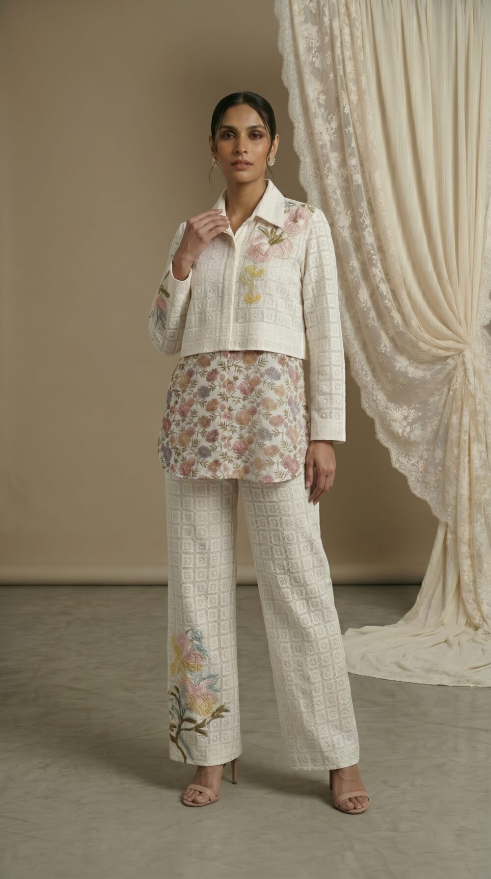Ivory Floral Layered Luxe Set
