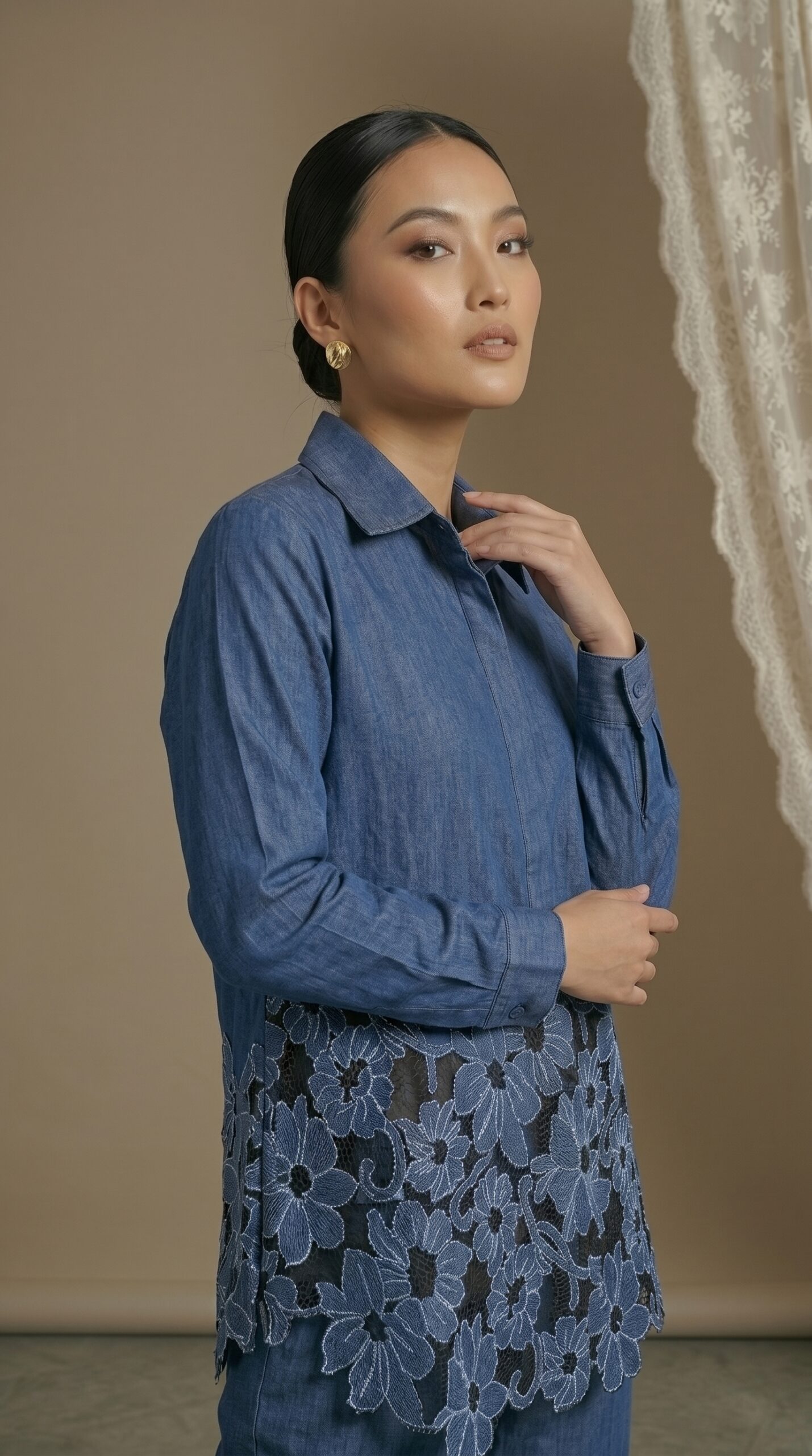 Indigo Bloom Embroidered Co-ord Set - Image 3