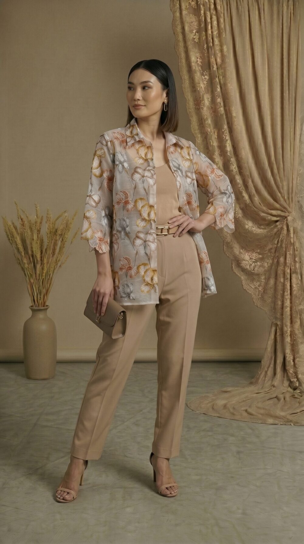 Soft Gold Blossom Overlay Co-ord