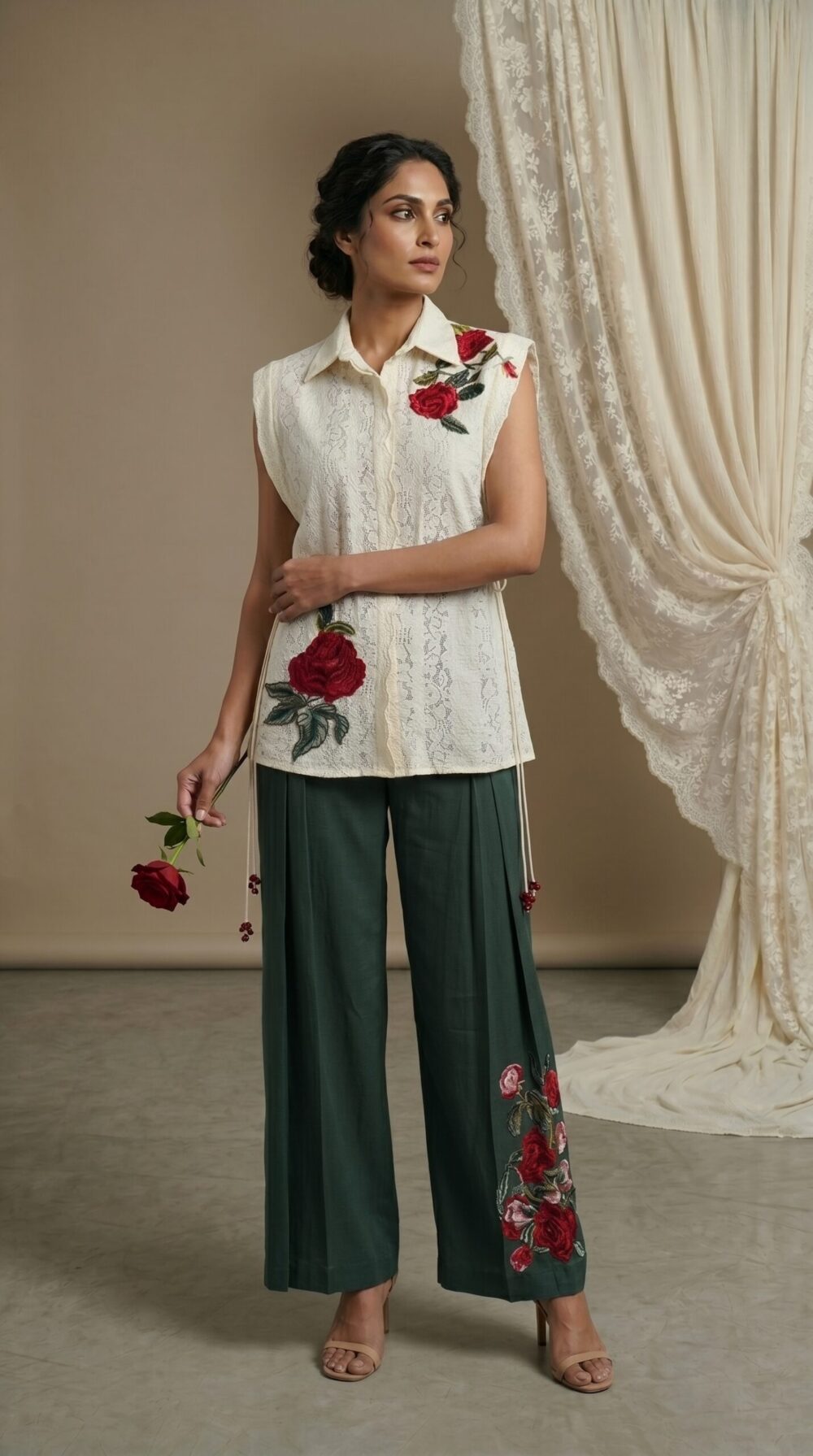 Rose Garden Embroidered Lounge Set