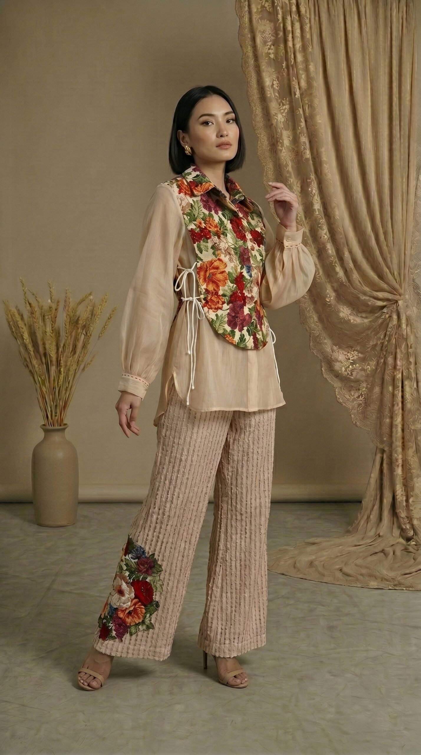 Vintage Garden Embroidered Ensemble