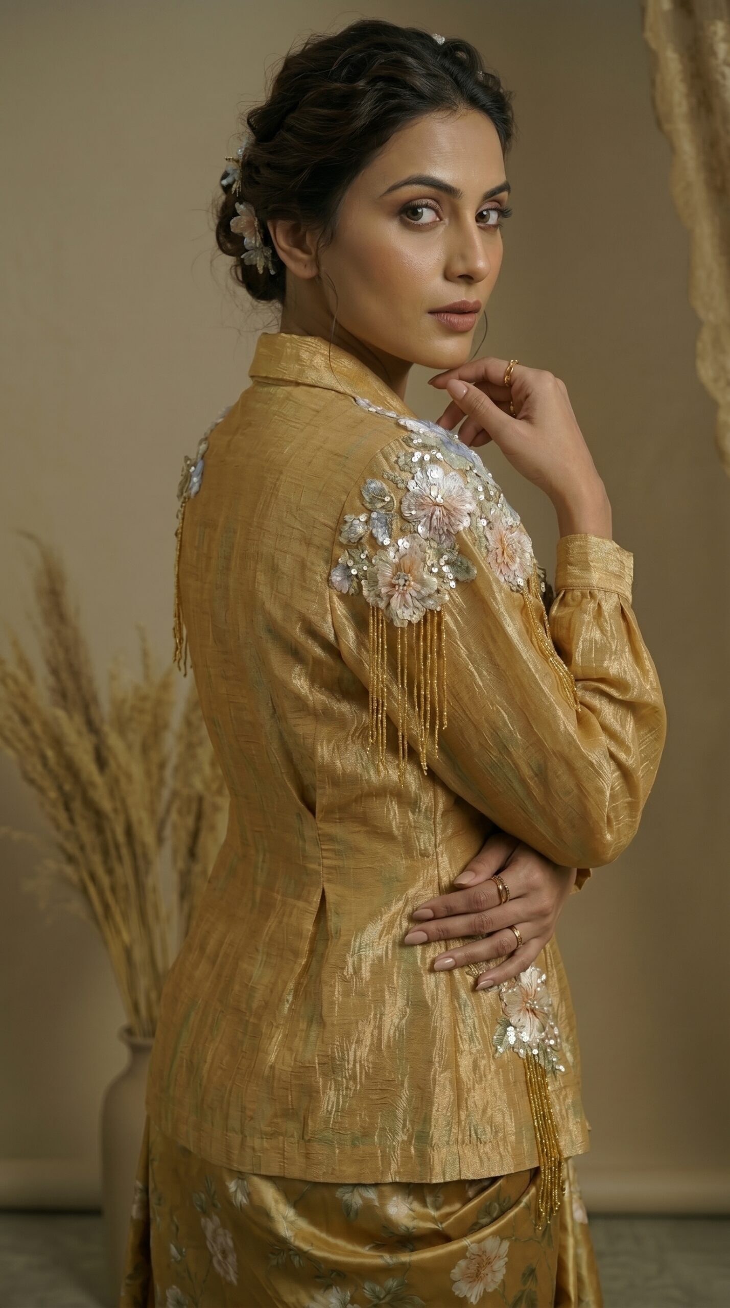 Aurelia Floral Draped Skirt & Blazer Ensemble - Image 2