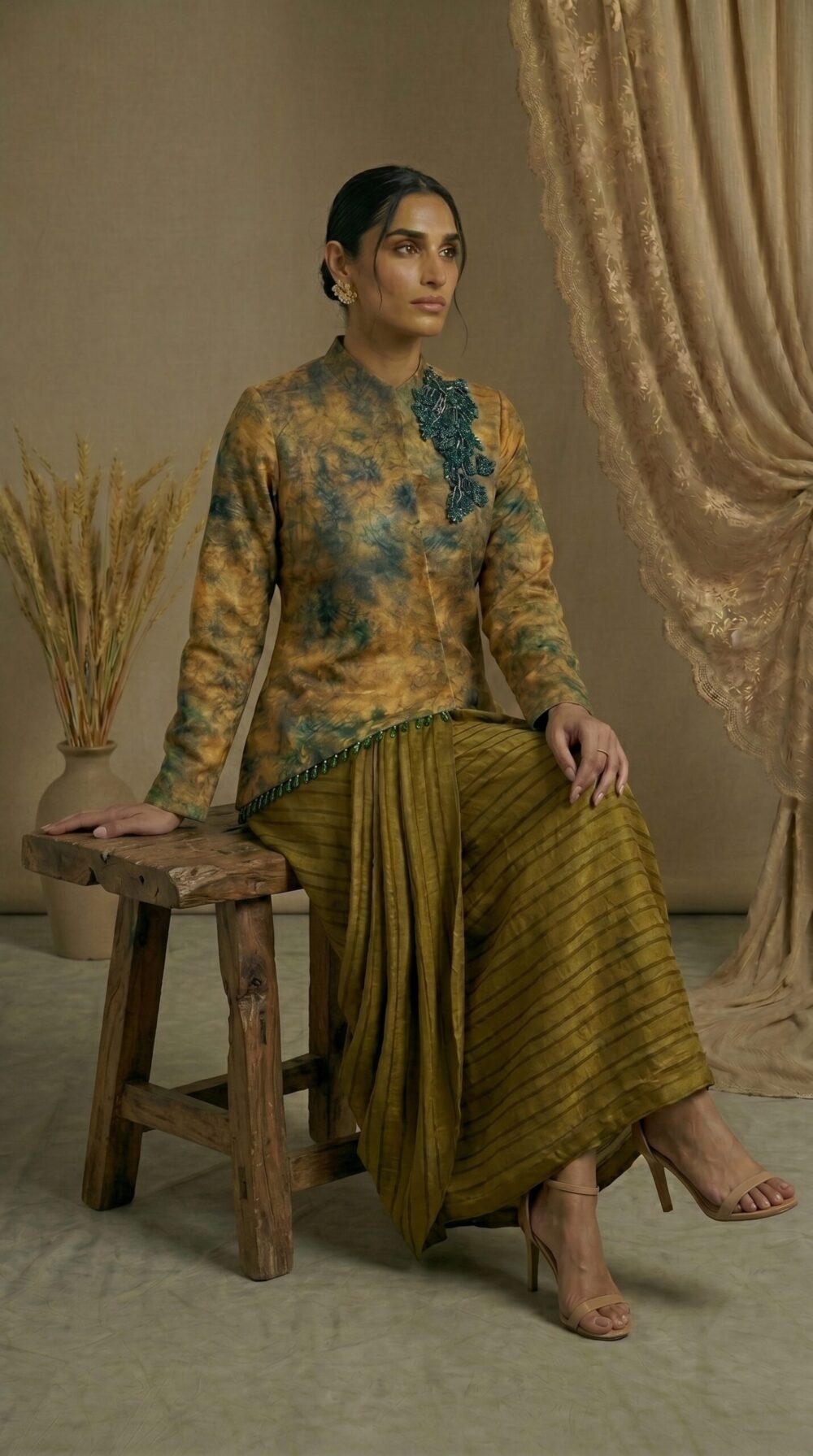 Olive Mist Draped Co-Ord Set