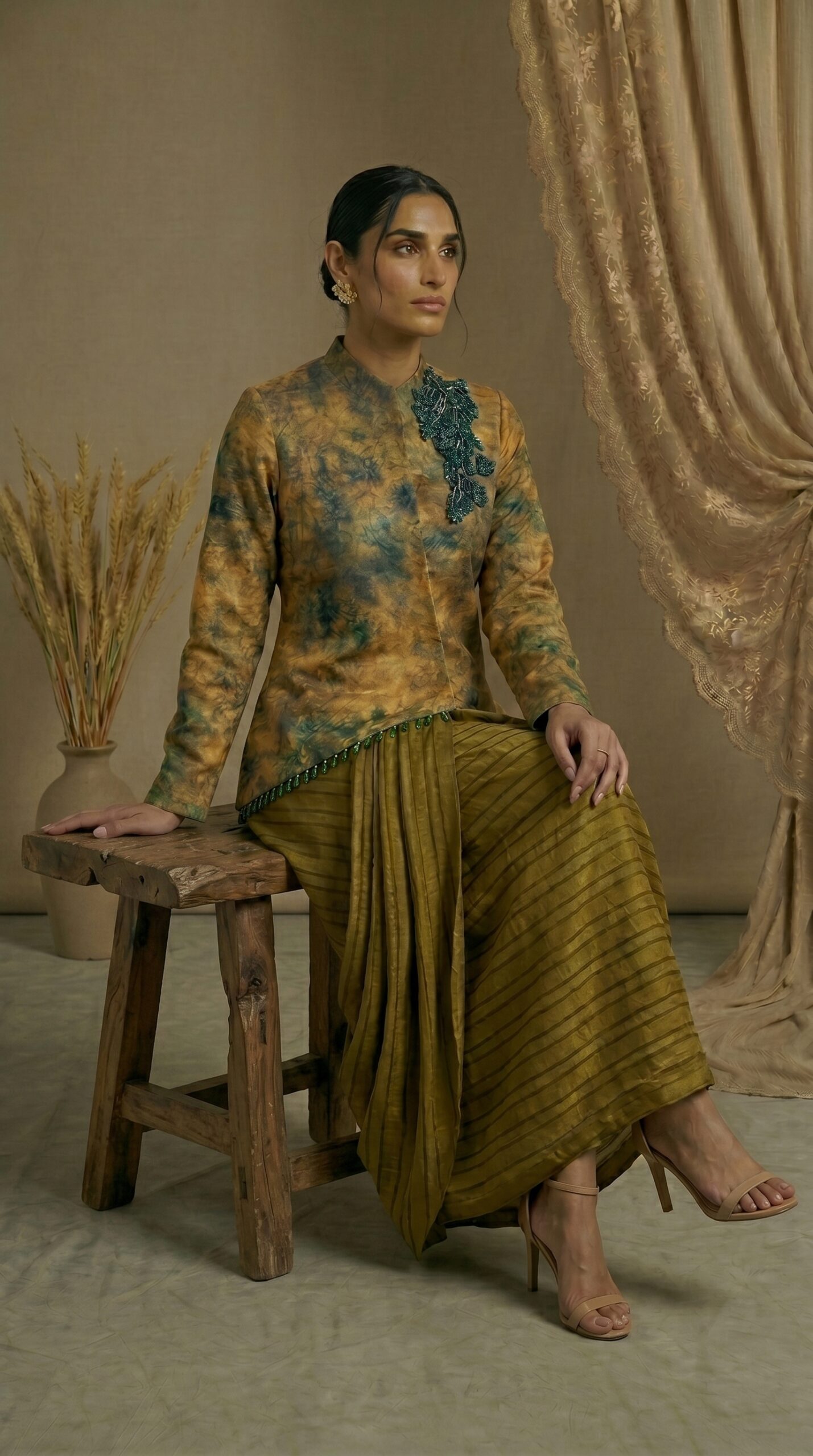 Olive Mist Draped Co-Ord Set