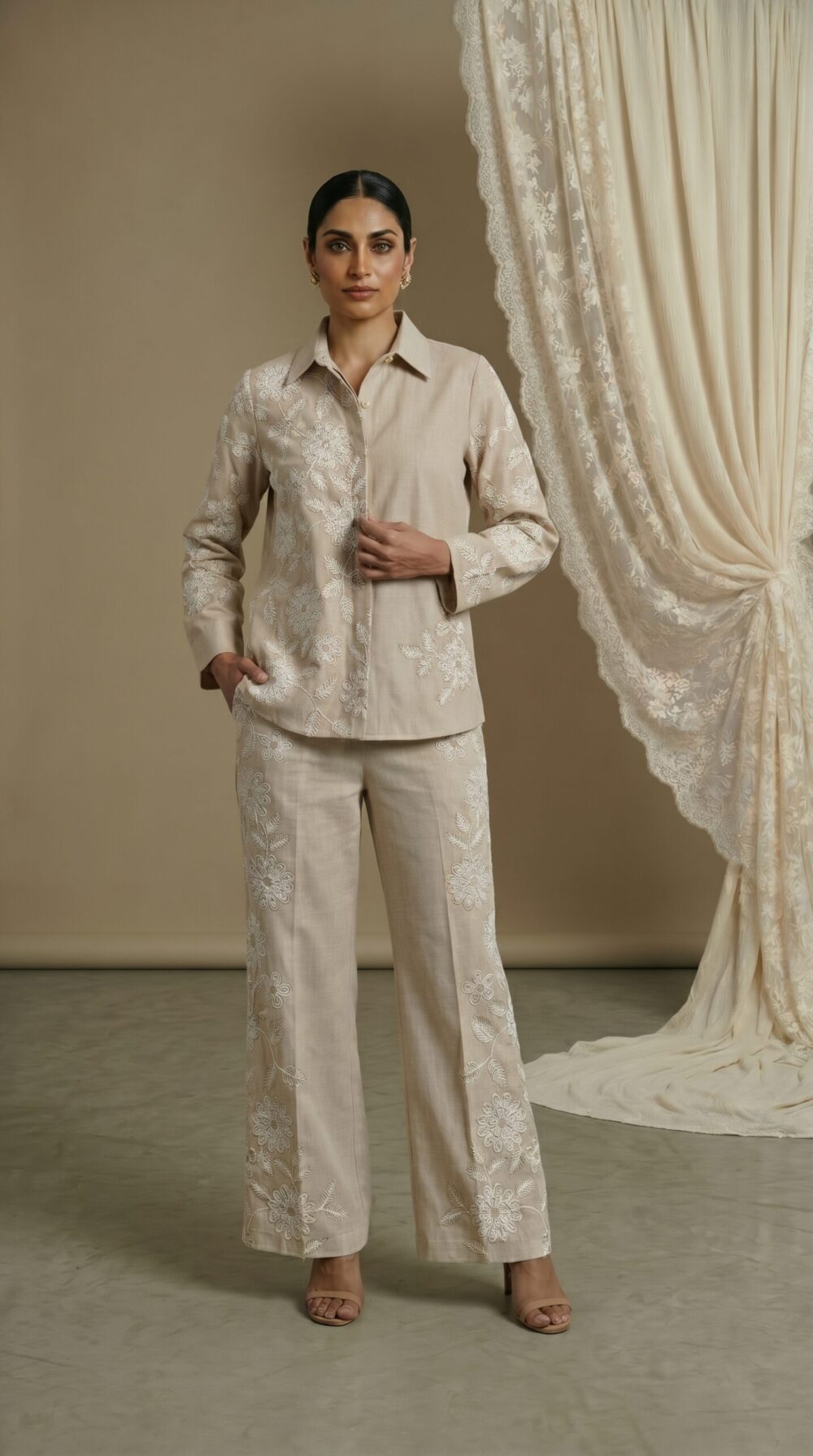 Sand Elegance Floral Ensemble