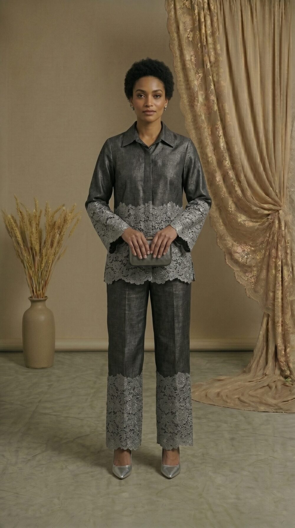 Silver Mist Tailored Lace Ensemble