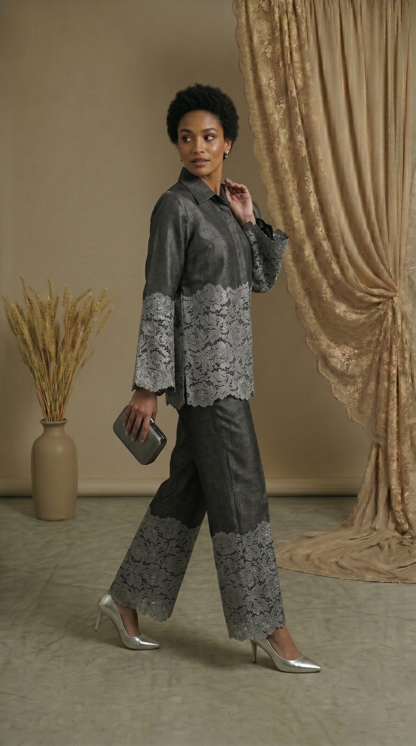Silver Mist Tailored Lace Ensemble - Image 2