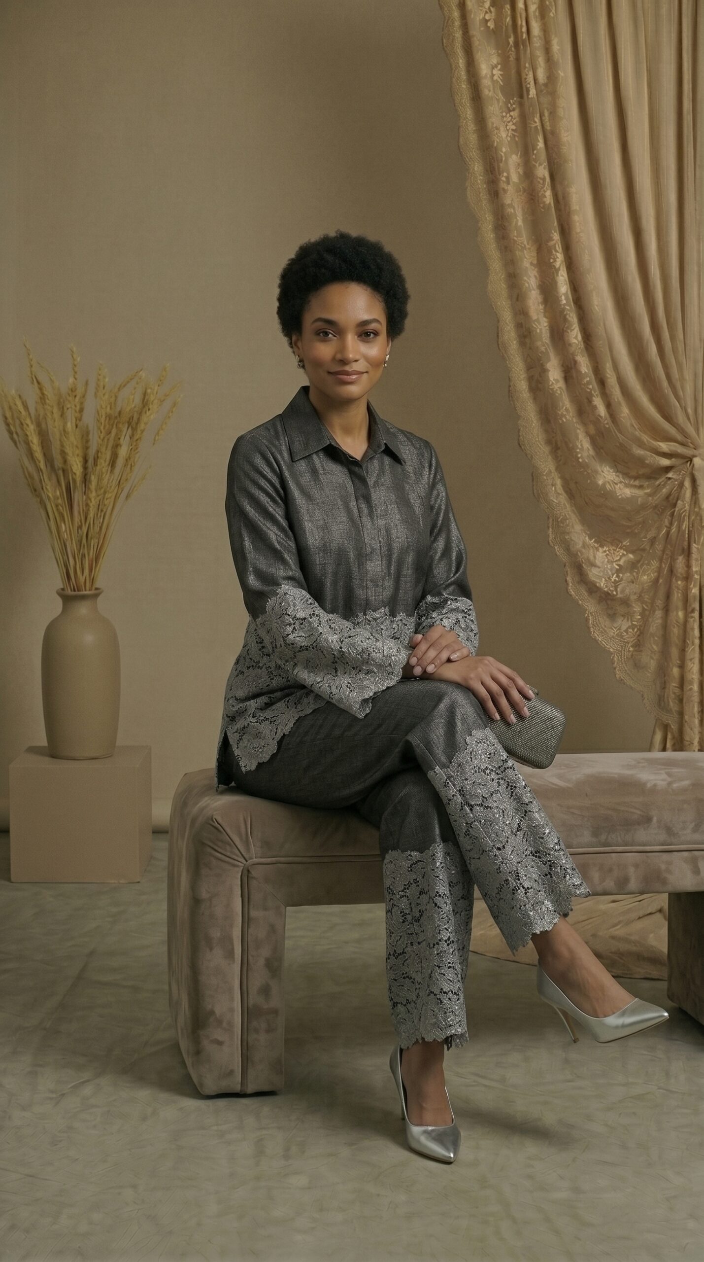 Silver Mist Tailored Lace Ensemble - Image 3