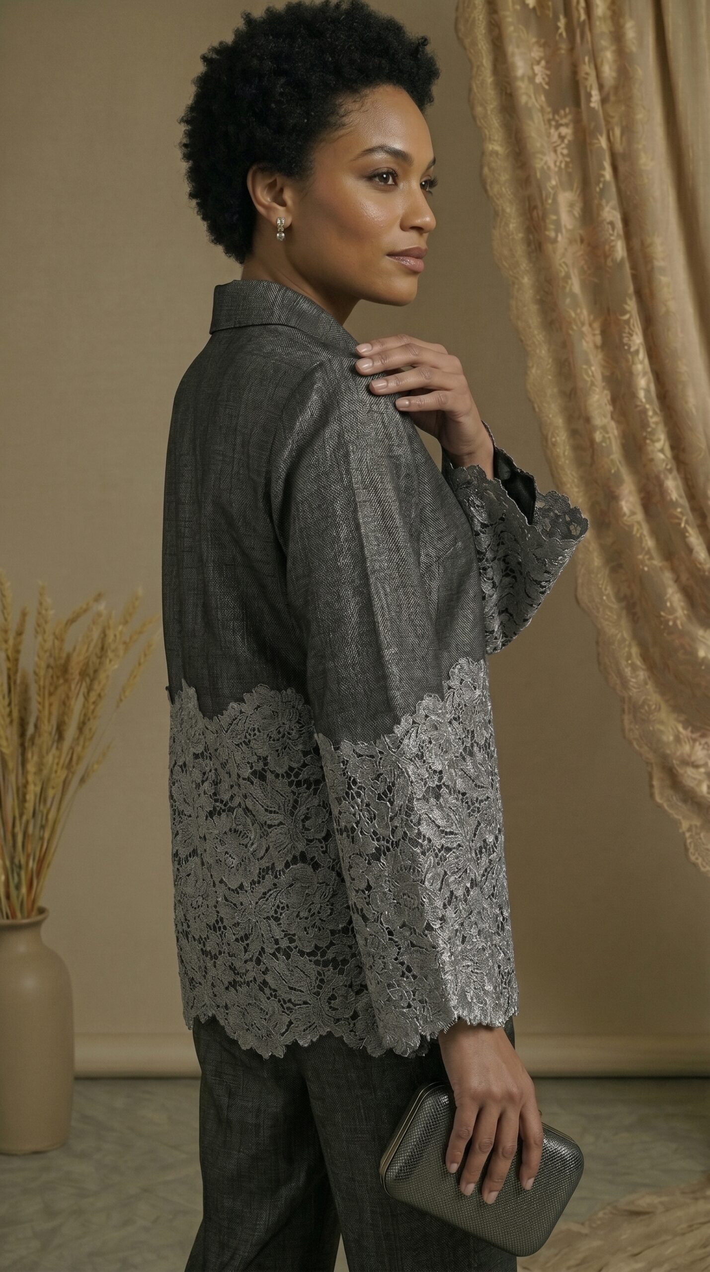 Silver Mist Tailored Lace Ensemble - Image 4