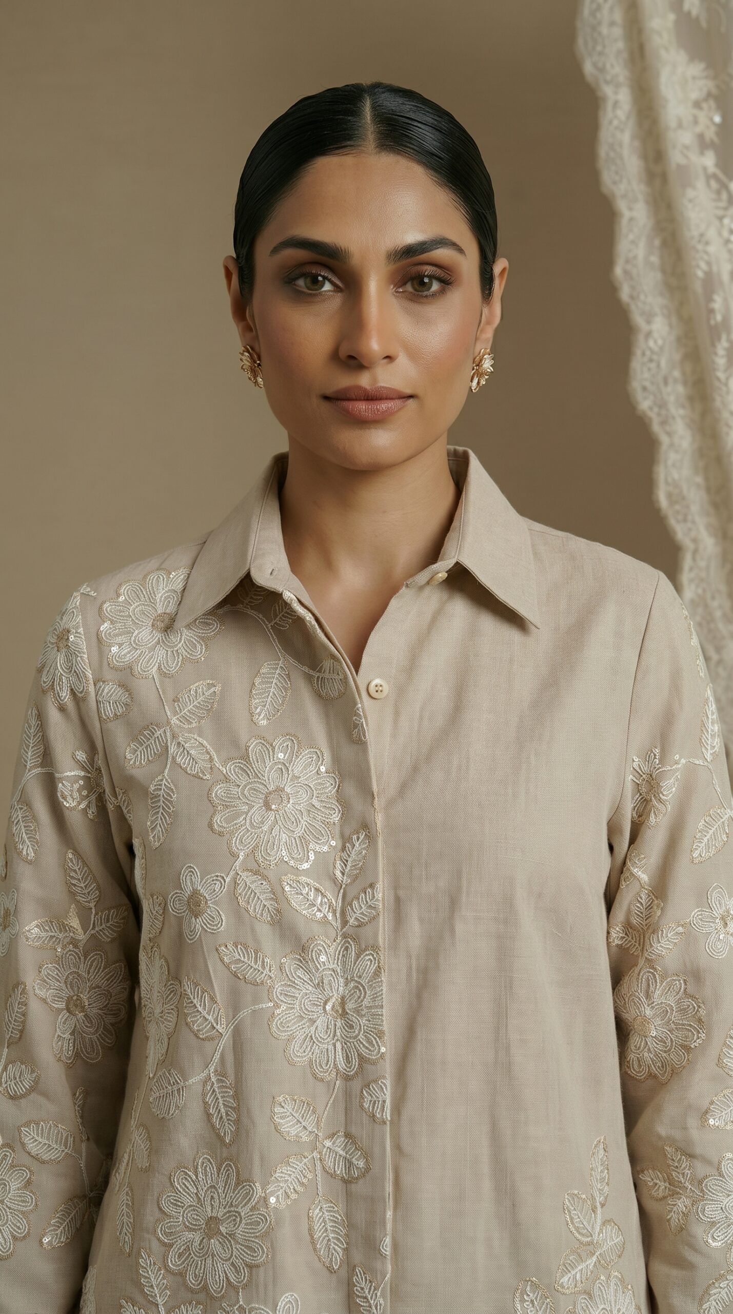 Sand Elegance Floral Ensemble - Image 3