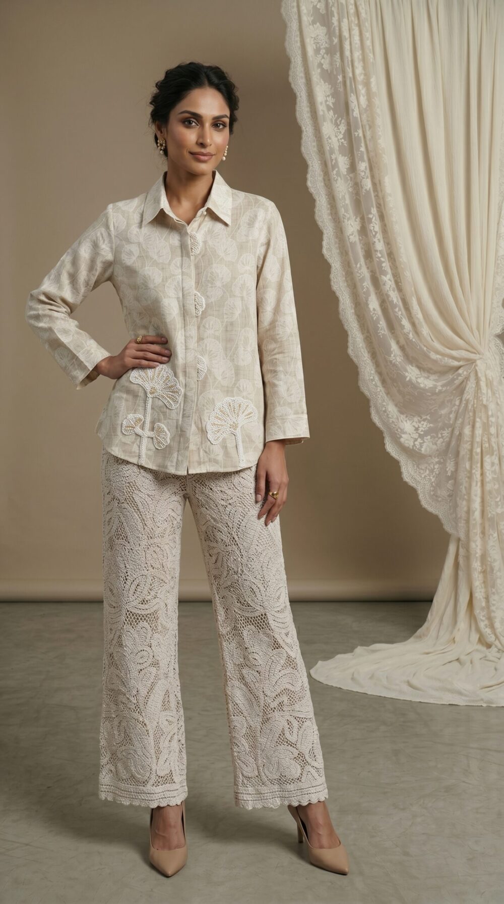 Soft Pearl Lace Garden Ensemble